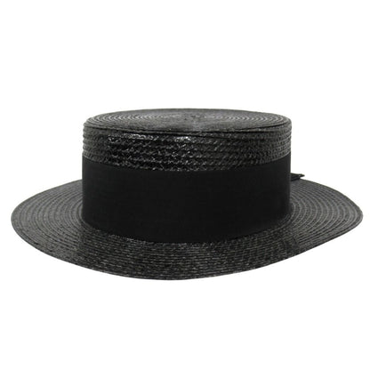 Saint Laurent Straw Like Boater Hat Ribbon L 59 cm Black