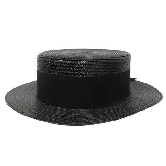 Saint Laurent Straw Like Boater Hat Ribbon L 59 cm Black