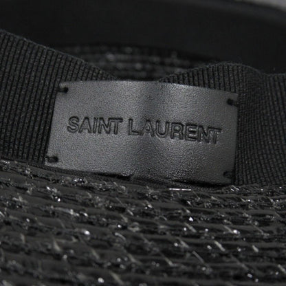 Saint Laurent Straw Like Boater Hat Ribbon L 59 cm Black — view 6