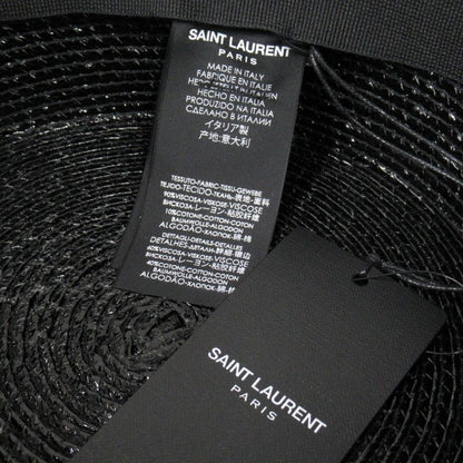 Saint Laurent Straw Like Boater Hat Ribbon L 59 cm Black — view 5
