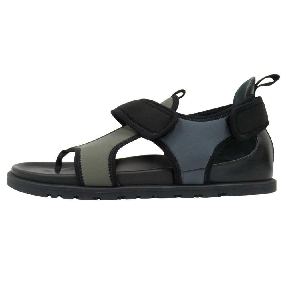 Hermes Giorno Sandals Shoes 42.5 Black Khaki Blue