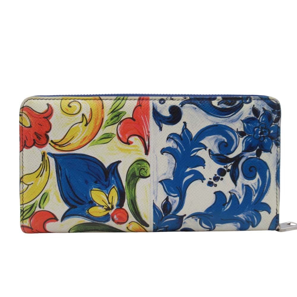 Dolce & Gabbana Majolica Print Wallet Round Zip Multicolor — view 2