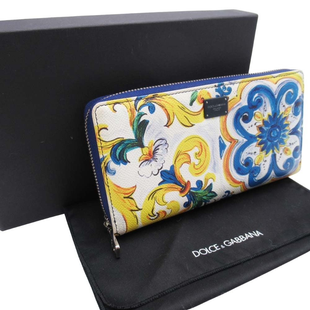 Dolce & Gabbana Majolica Print Wallet Round Zip Multicolor — view 9