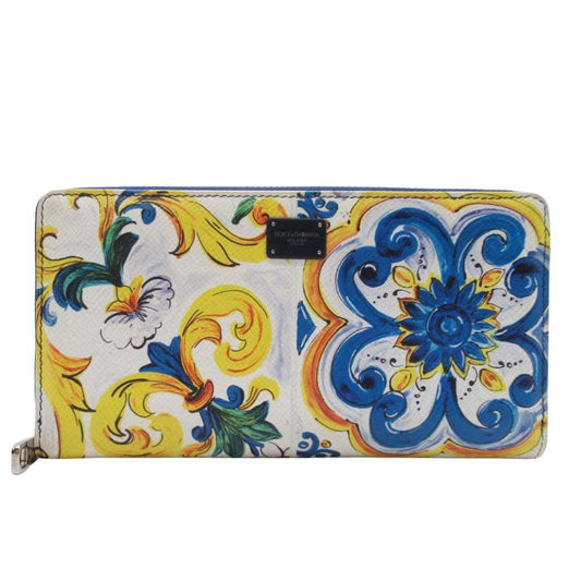 Dolce & Gabbana Majolica Print Wallet Round Zip Multicolor