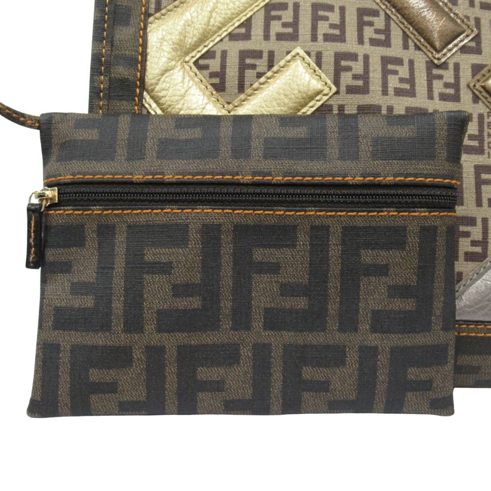 Fendi Zucca Zucchino Tote Pouch Brown Beige — view 7