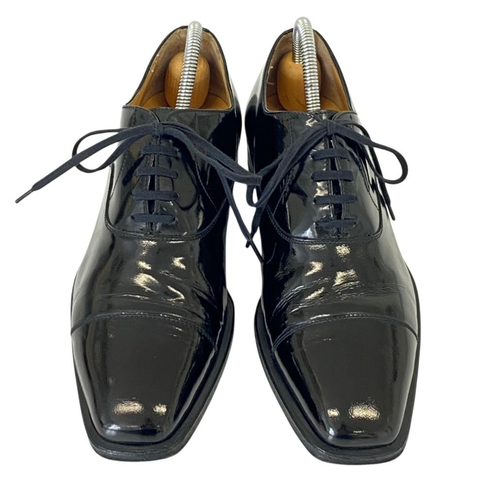 Hermes Straight Tip Square Toe Patent Leather Dress Shoes 37.5 Black — view 2