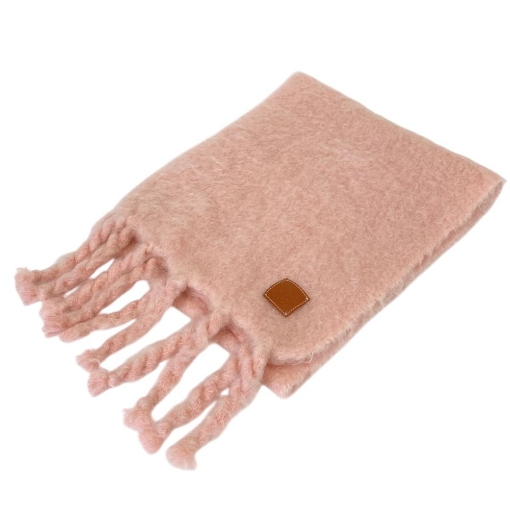 Loewe Mohair Fringe Long Scarf Shawl Light Pink — view 2
