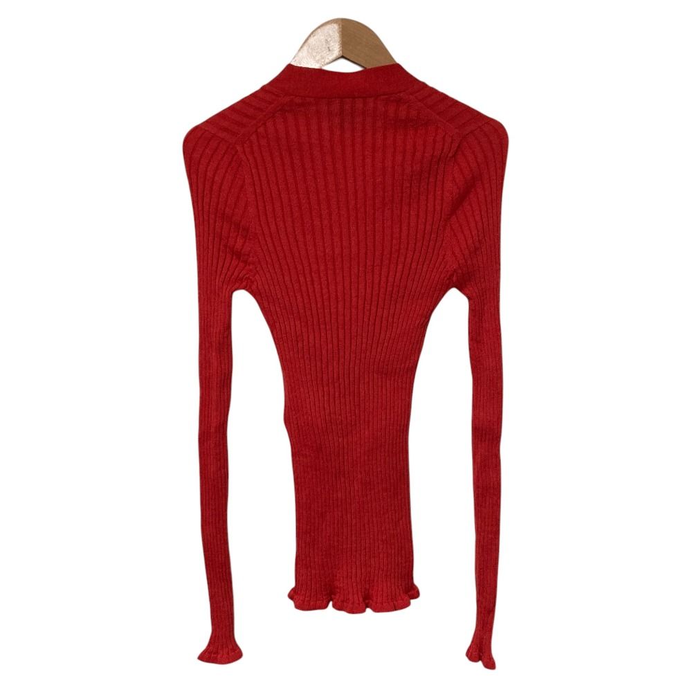 Louis Vuitton LV Logo Wool Silk Rib Knit Sweater Hvb XS Red — view 2