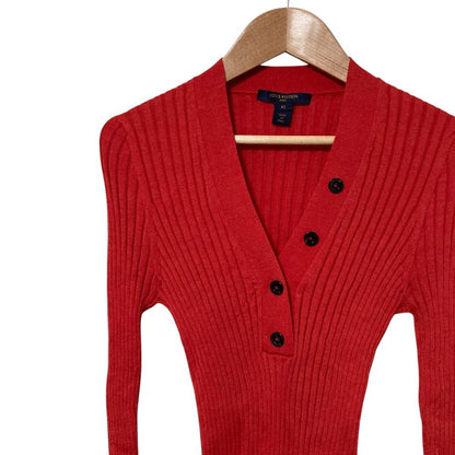 Louis Vuitton LV Logo Wool Silk Rib Knit Sweater Hvb XS Red — view 3