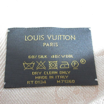 Louis Vuitton Shiny Monogram Silk Wool Shawl Gold Beige Scarf — view 4