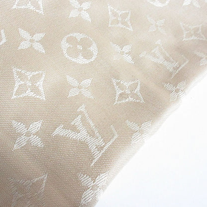 Louis Vuitton Shiny Monogram Silk Wool Shawl Gold Beige Scarf — view 5