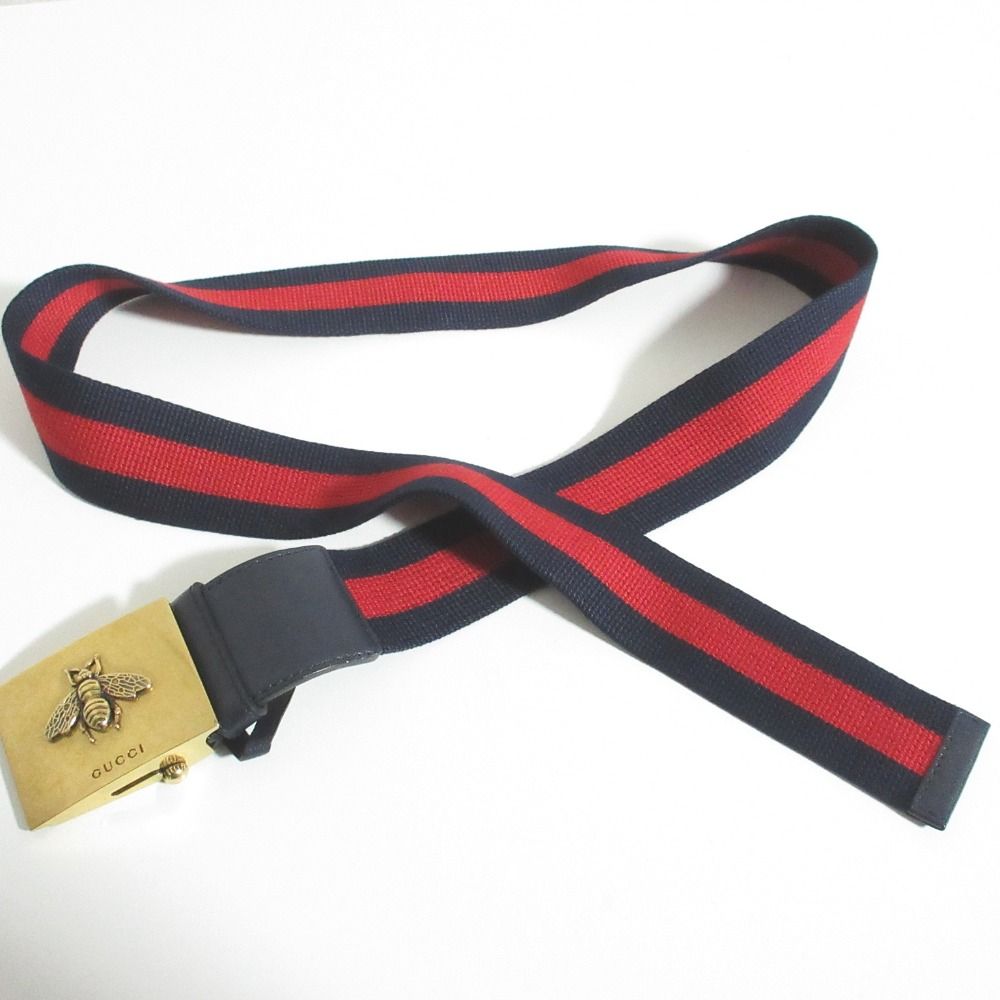 Gucci Bicolor Sherry Web Stripe Belt 85 34 Navy Red — view 2