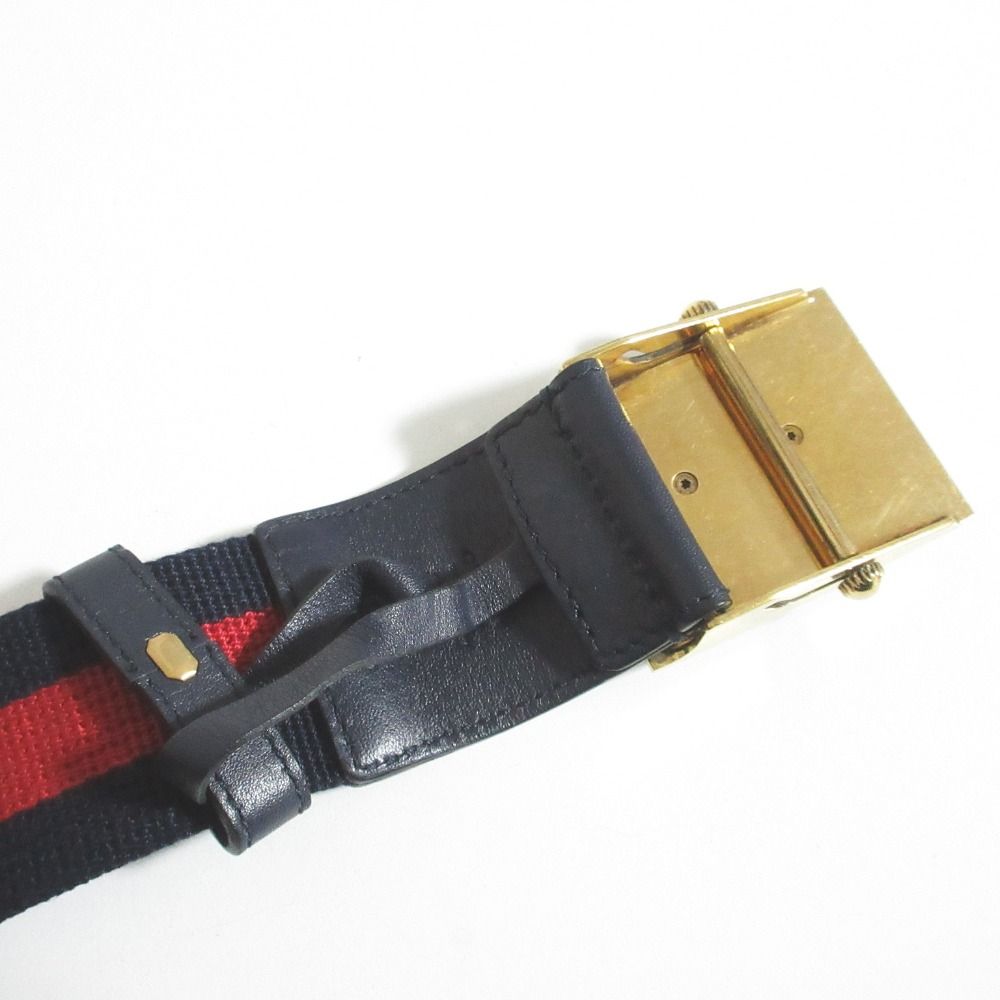 Gucci Bicolor Sherry Web Stripe Belt 85 34 Navy Red — view 4