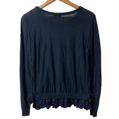 Moncler Maglia Tricot Girlocollo Long Sleeve Knit Top S Navy Sweater — view 3