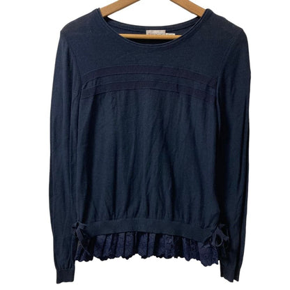 Moncler Maglia Tricot Girlocollo Long Sleeve Knit Top S Navy Sweater