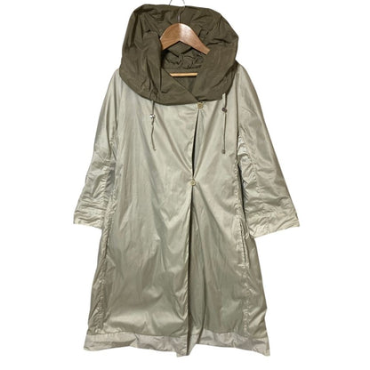 Max Mara S Reversible Waist Drawstring Nylon Coat 42 Gray — view 3