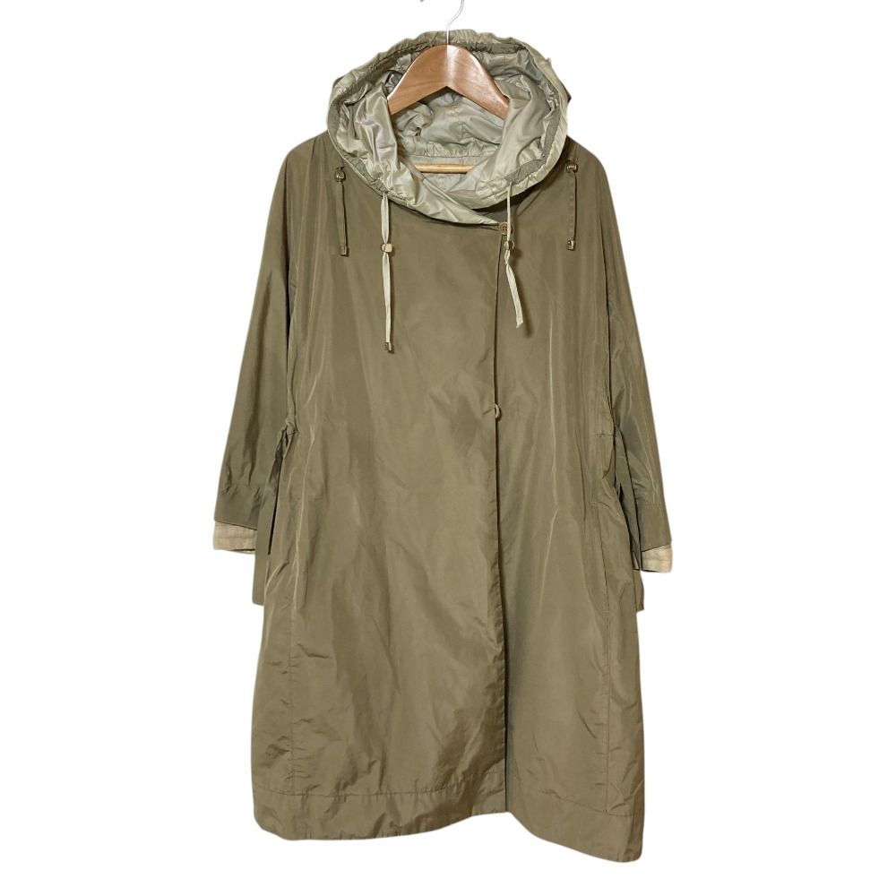 Max Mara S Reversible Waist Drawstring Nylon Coat 42 Gray