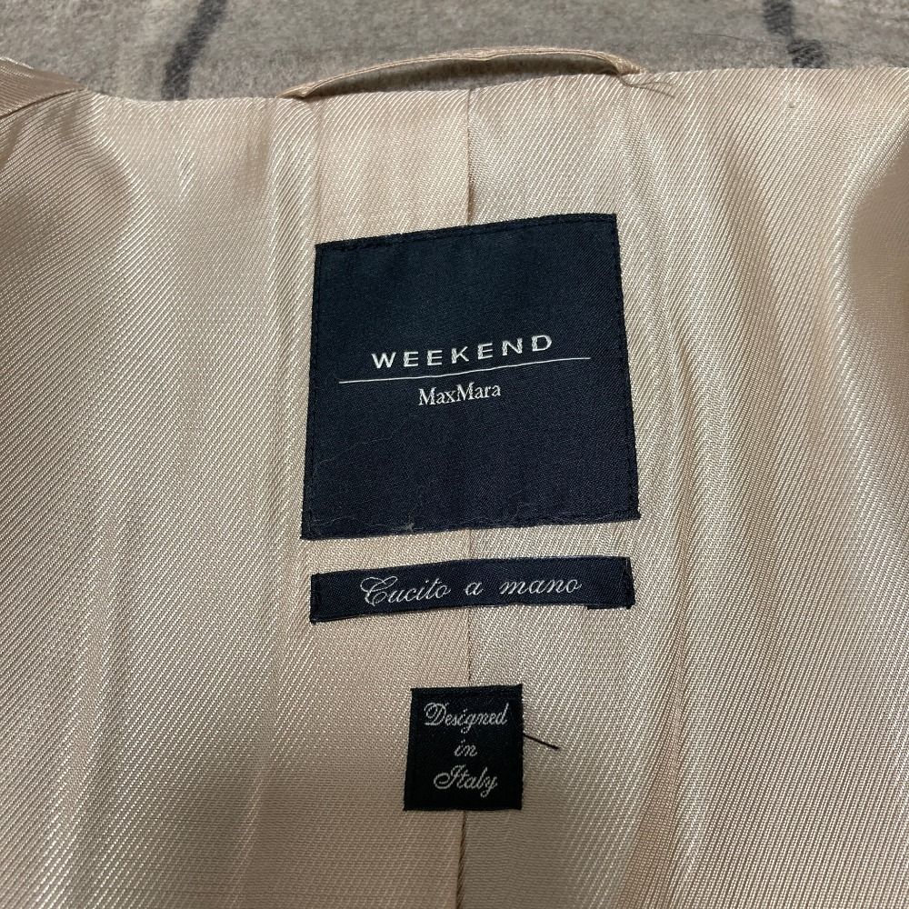 Max Mara Weekend Check Wool Double Breasted Jacket 42 Gray — view 7
