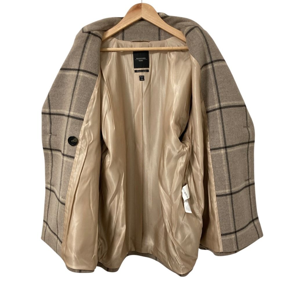 Max Mara Weekend Check Wool Double Breasted Jacket 42 Gray — view 3