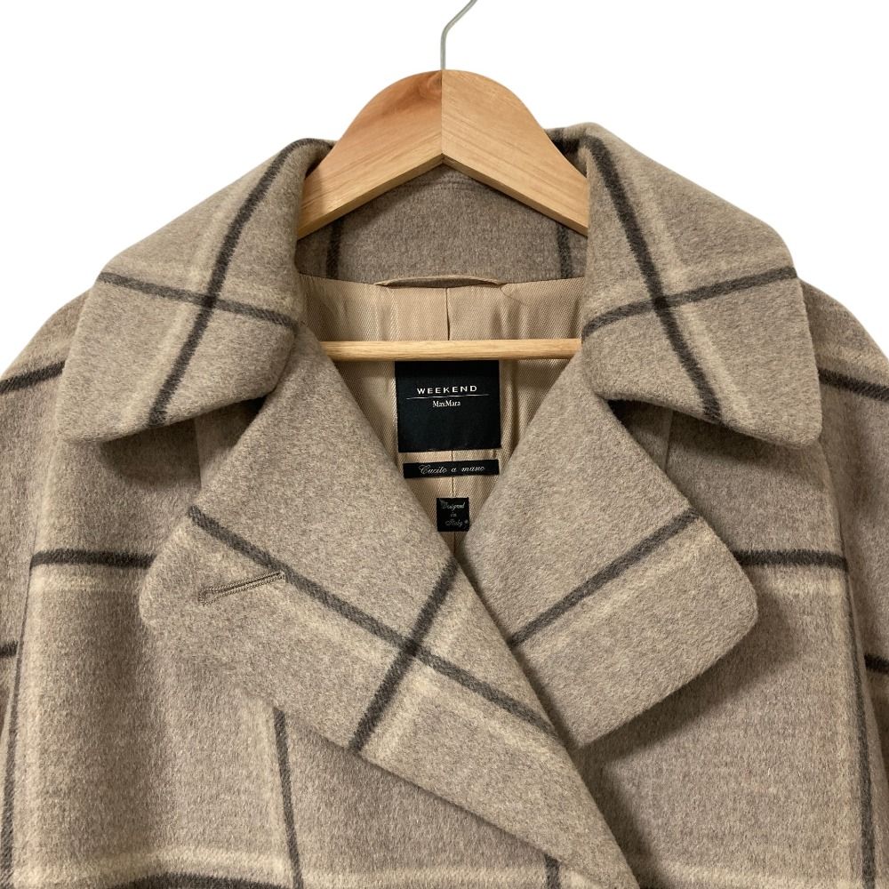 Max Mara Weekend Check Wool Double Breasted Jacket 42 Gray — view 4