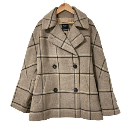 Max Mara Weekend Check Wool Double Breasted Jacket 42 Gray