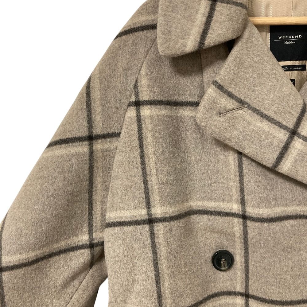 Max Mara Weekend Check Wool Double Breasted Jacket 42 Gray — view 6