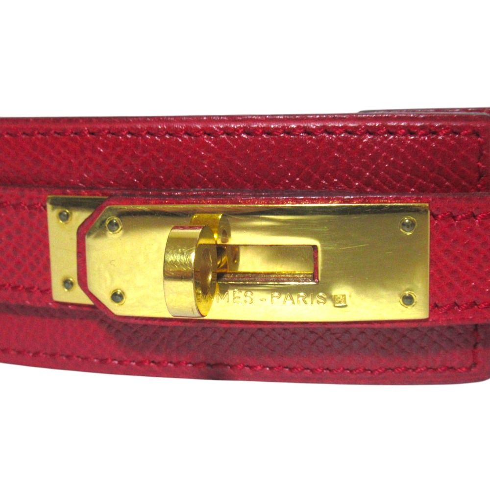 Hermes Kelly Leather Belt 70 Red Gold — view 3