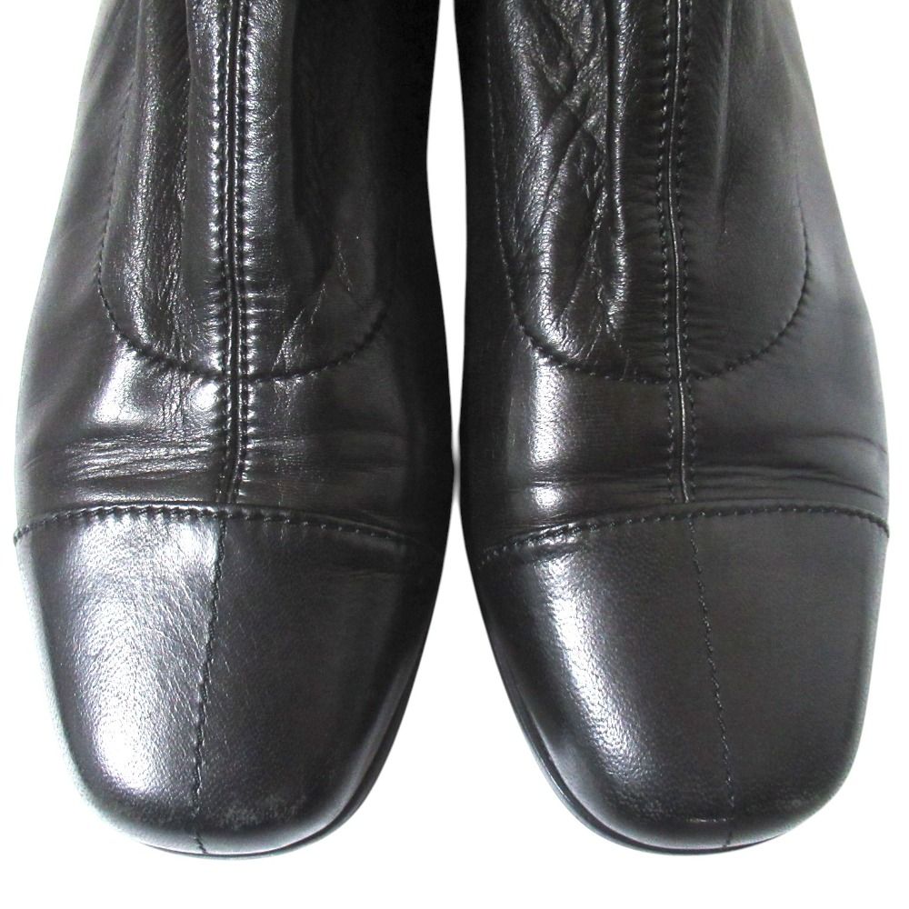 Chanel Stretch Flat Leather Short Boots 35 Black — view 4