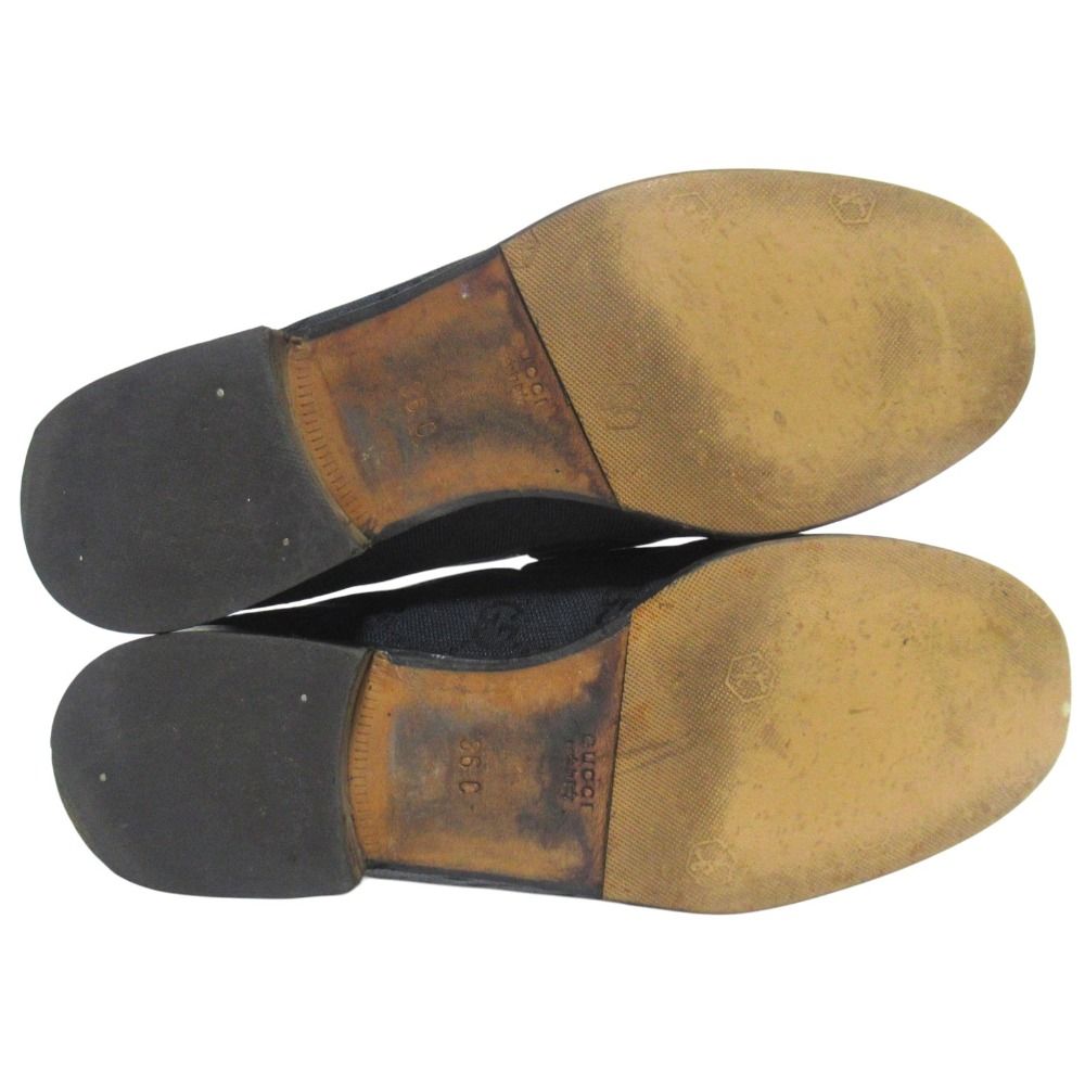 Gucci GG Pattern Jacquard Horsebit Loafers Shoes 36c Black Gold — view 9