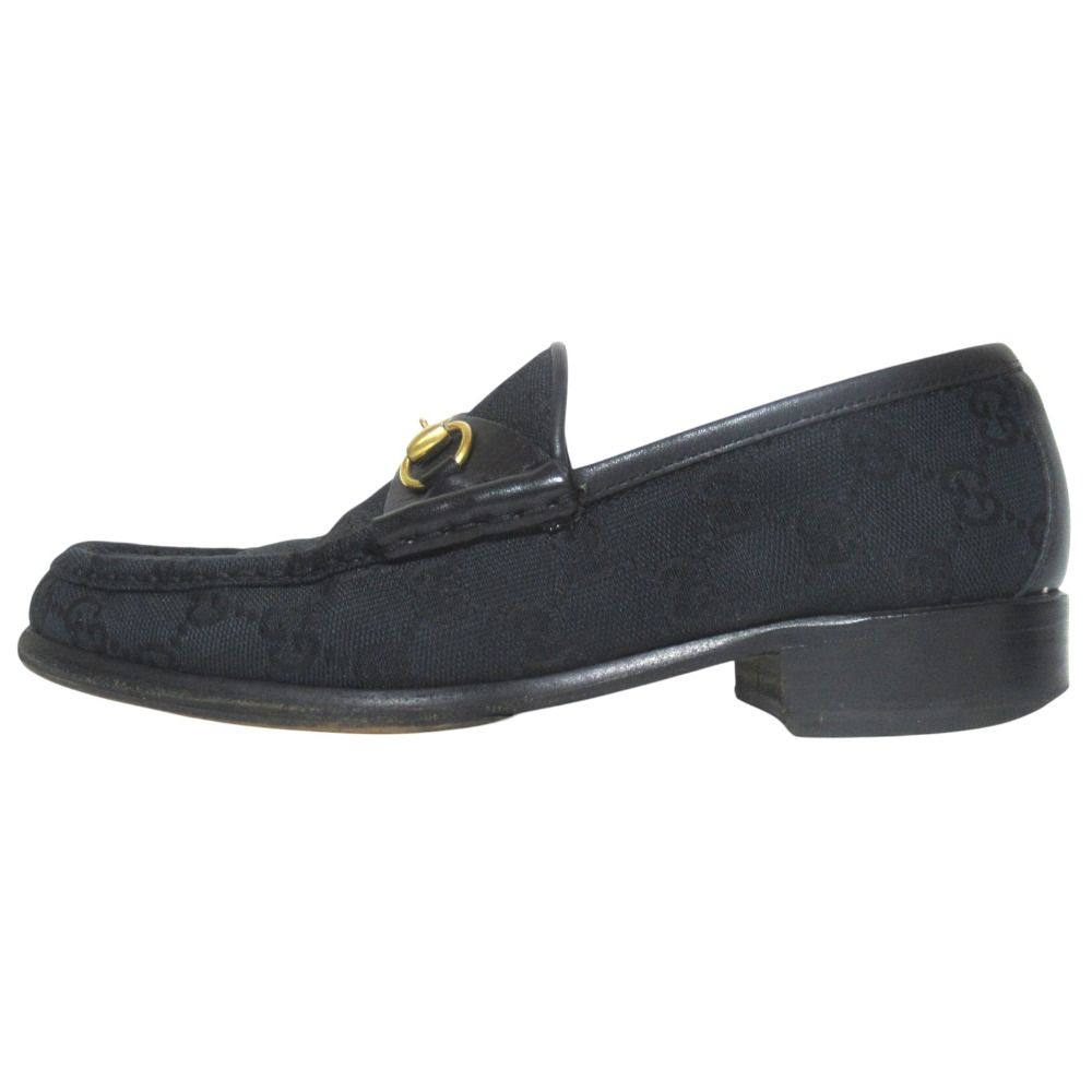 Gucci GG Pattern Jacquard Horsebit Loafers Shoes 36c Black Gold — view 8