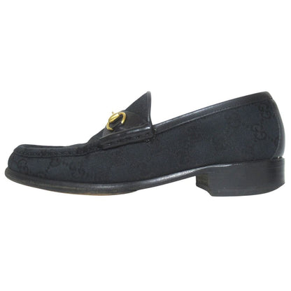 Gucci GG Pattern Jacquard Horsebit Loafers Shoes 36c Black Gold — view 8