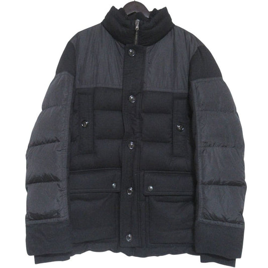 Moncler Bourvil Wool Nylon Trim Down Jacket 6 Black