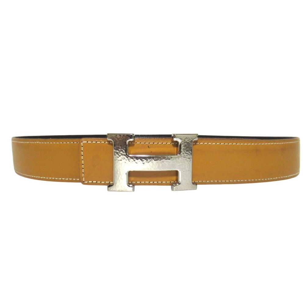 Hermes Constance Hmartelee Giboshi Reversible Belt 80 Brown Beige Silver — view 4