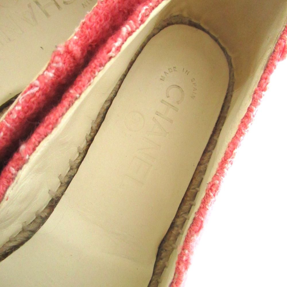 Chanel CC Logo Tweed Espadrilles Shoes Pink Black — view 6