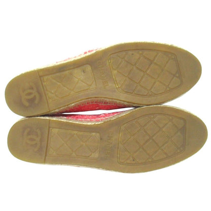 Chanel CC Logo Tweed Espadrilles Shoes Pink Black — view 9