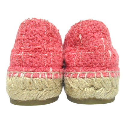 Chanel CC Logo Tweed Espadrilles Shoes Pink Black — view 3