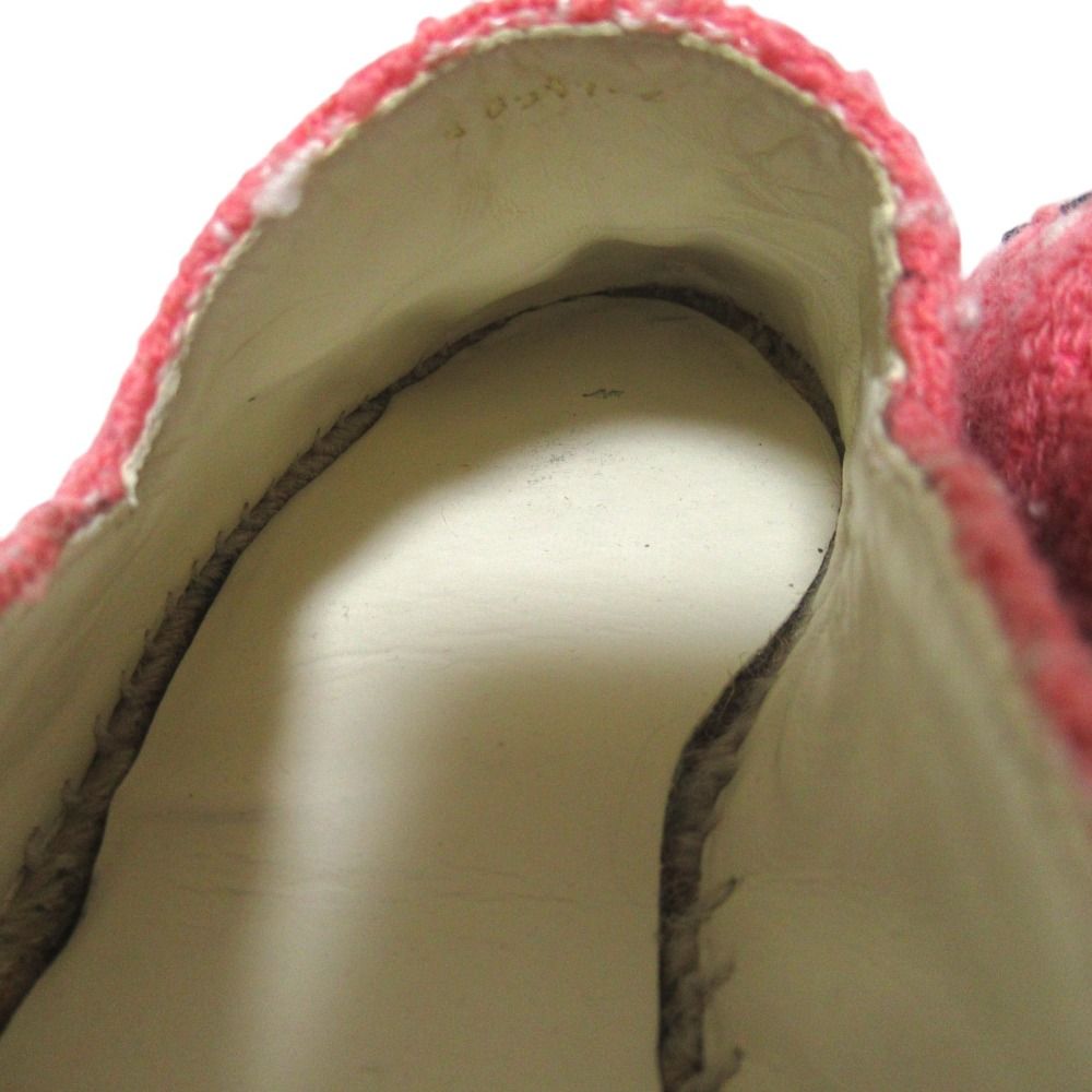 Chanel CC Logo Tweed Espadrilles Shoes Pink Black — view 7