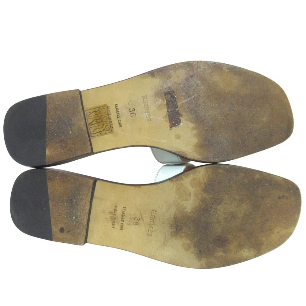 Hermes Oran Flat Sandals Slide 36 Light Blue — view 8