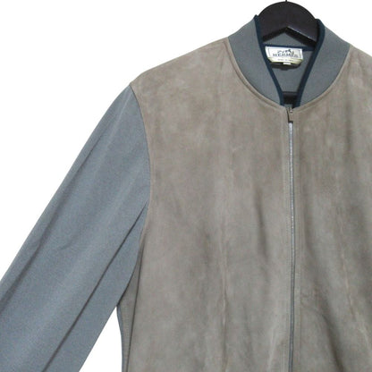Hermes Knit Switch Suede Leather Zip Up Jacket XL Beige Gray — view 3