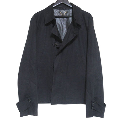Louis Vuitton Partial Leather Walnut Button Short Coat Jacket 52 Black
