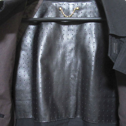 Louis Vuitton Partial Leather Walnut Button Short Coat Jacket 52 Black — view 5