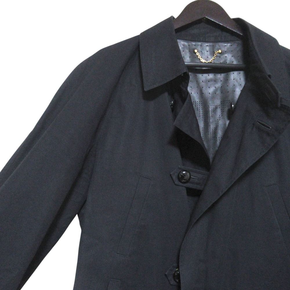 Louis Vuitton Partial Leather Walnut Button Short Coat Jacket 52 Black — view 3