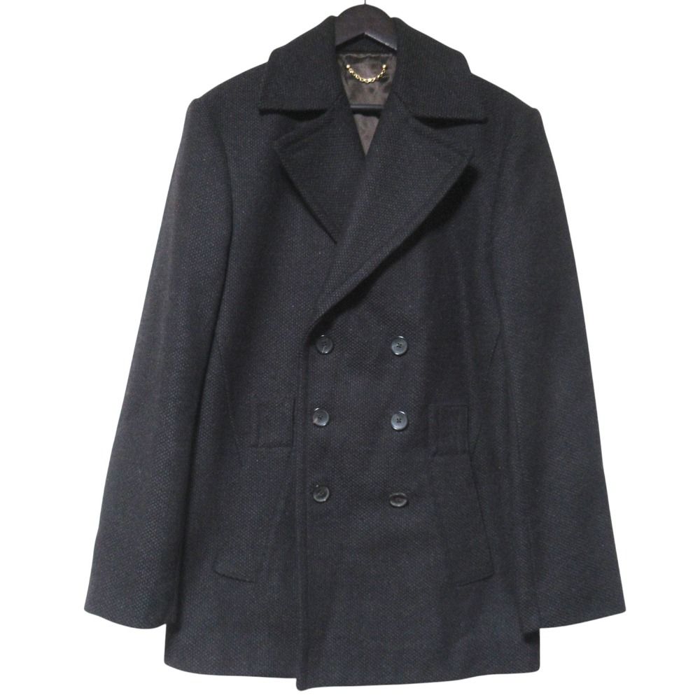 Louis Vuitton Snake Geometric Cashmere Blend Pcoat Pea Coat Jacket 52 Black Gray