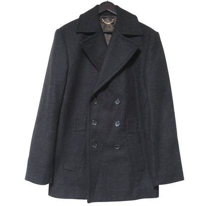 Louis Vuitton Snake Geometric Cashmere Blend Pcoat Pea Coat Jacket 52 Black Gray