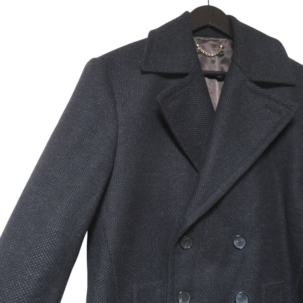 Louis Vuitton Snake Geometric Cashmere Blend Pcoat Pea Coat Jacket 52 Black Gray — view 3