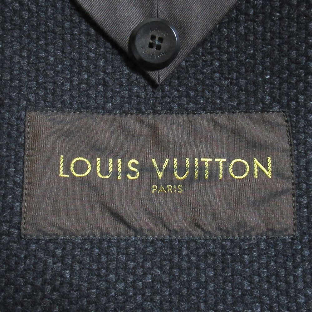 Louis Vuitton Snake Geometric Cashmere Blend Pcoat Pea Coat Jacket 52 Black Gray — view 7