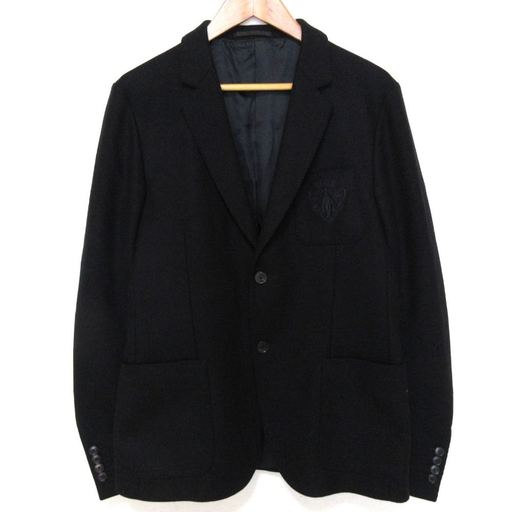 Gucci Cles Straight Embroidery Wool Cashmere Tailored Jacket 48 Black