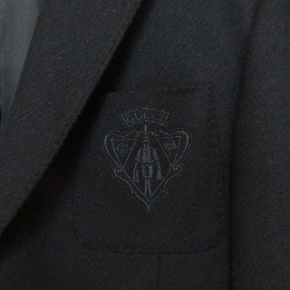 Gucci Cles Straight Embroidery Wool Cashmere Tailored Jacket 48 Black — view 8