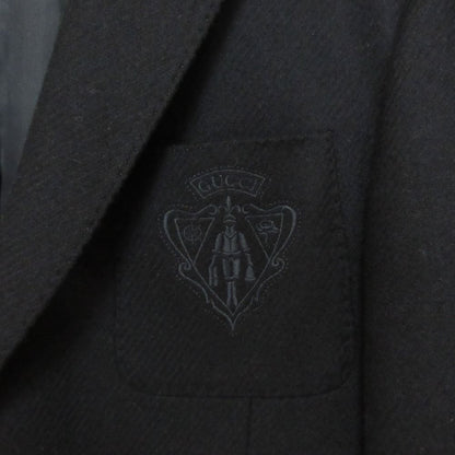 Gucci Cles Straight Embroidery Wool Cashmere Tailored Jacket 48 Black — view 8
