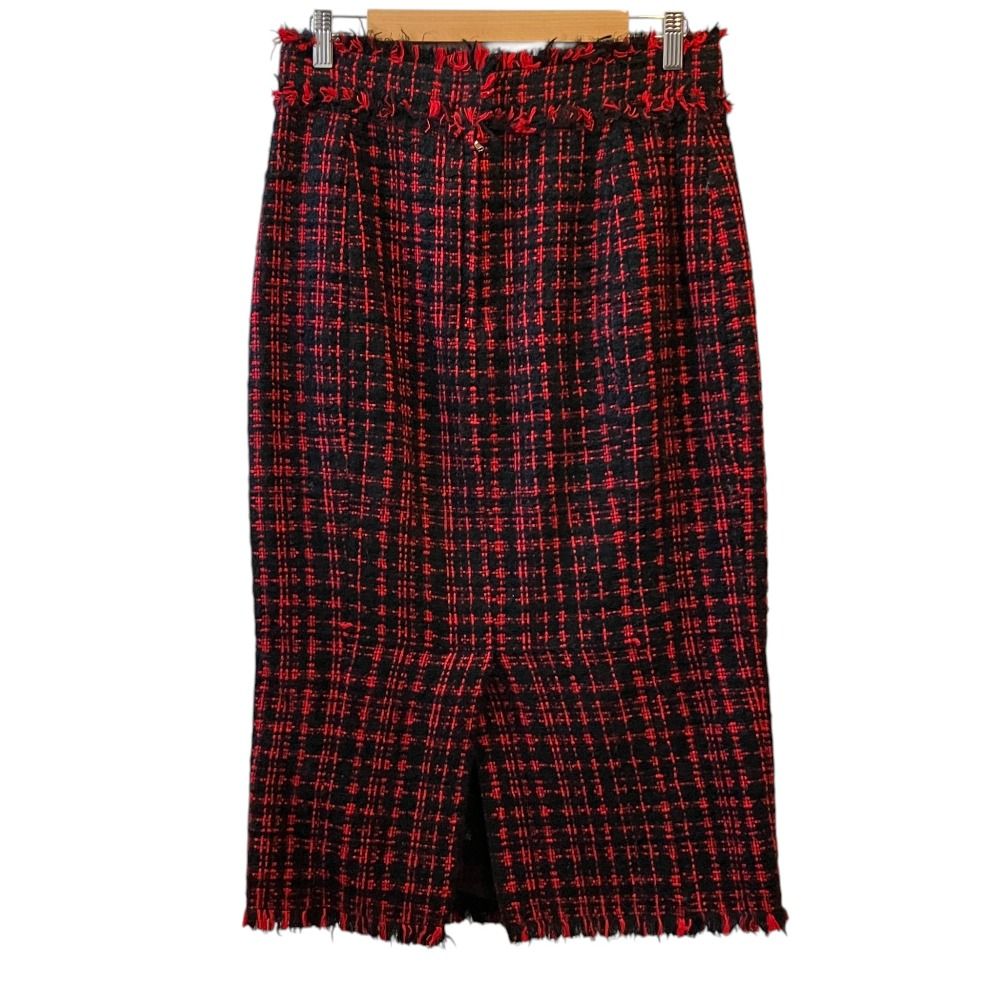 Dolce & Gabbana Alpaca Blend Tweed Skirt 44 Black Red — view 2